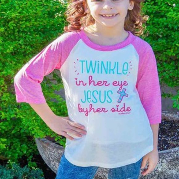 NEW Girls Jesus By Her Side Raglan - Picture 1 of 1
